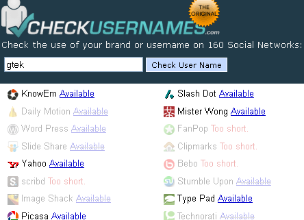 Check Username Availability on Social Networking Sites In one Click ...